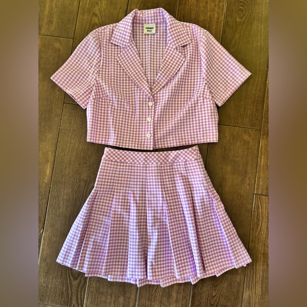 Aritzia Sunday Best Micro Olive Skirt Set